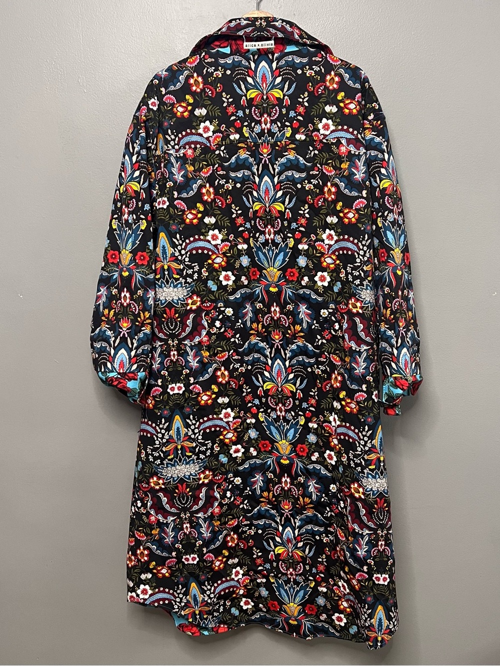 NWOT Alice + Olivia Zazie Reversible Floral Print Twill Barn Maxi Coat Large - Picture 9 of 14